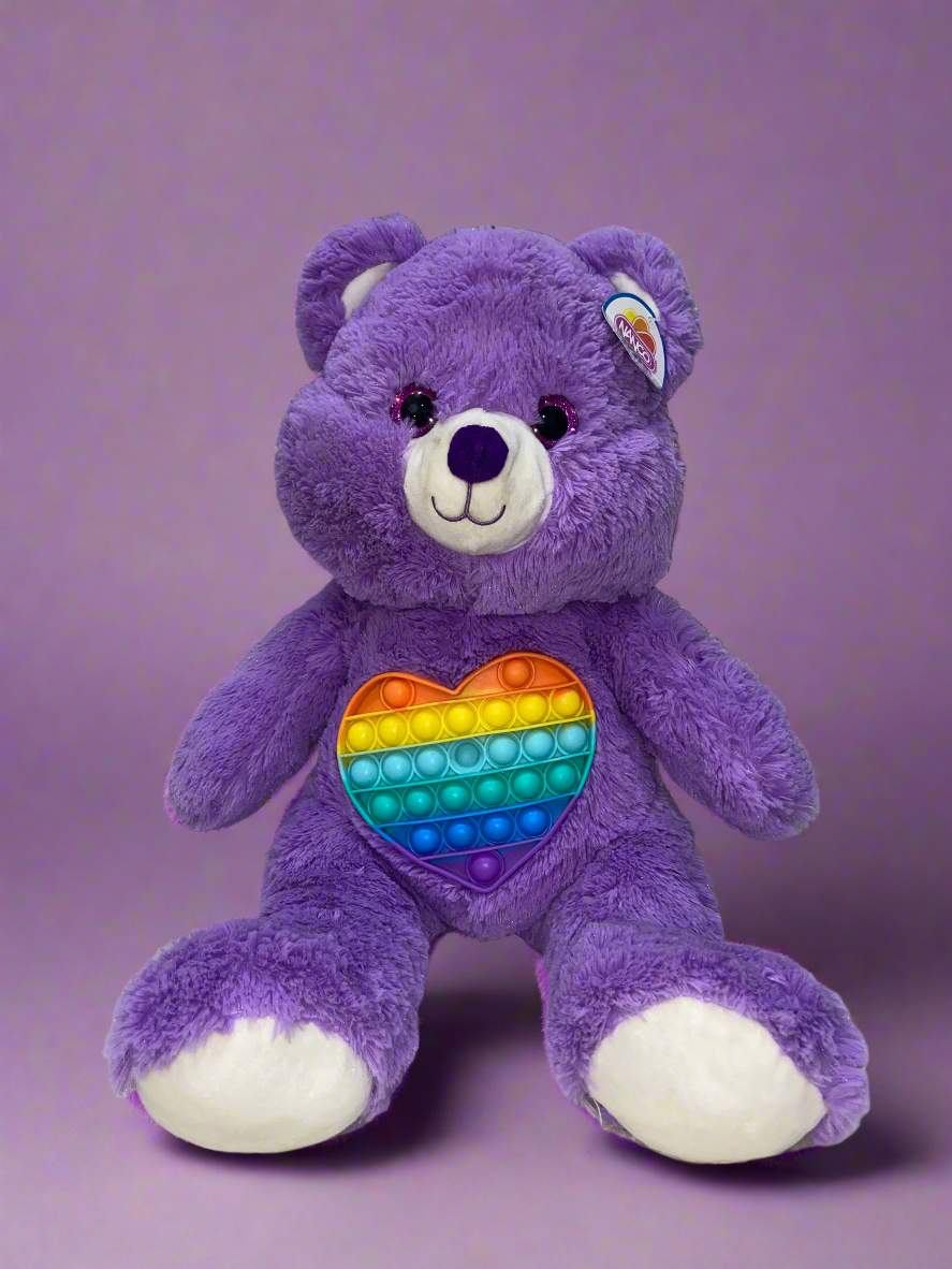 Cute Purple Teddy Bear with Heart Pop it